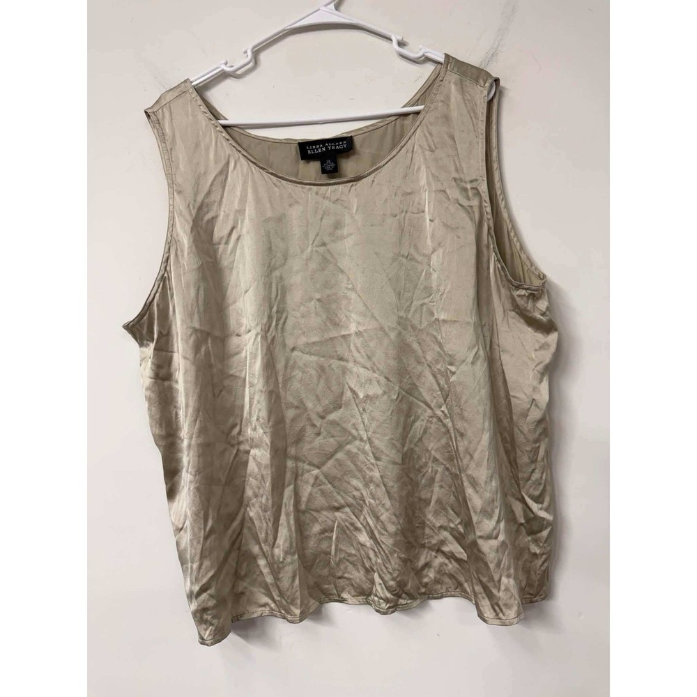 Linda Allard Ellen Tracy Silk Blend Tank Top Champagne Taupe Size 24 Sleeveless